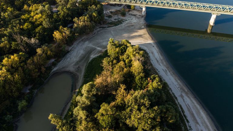 A dried-out side channel of the Danube River in Budapest. Pic: Reuters