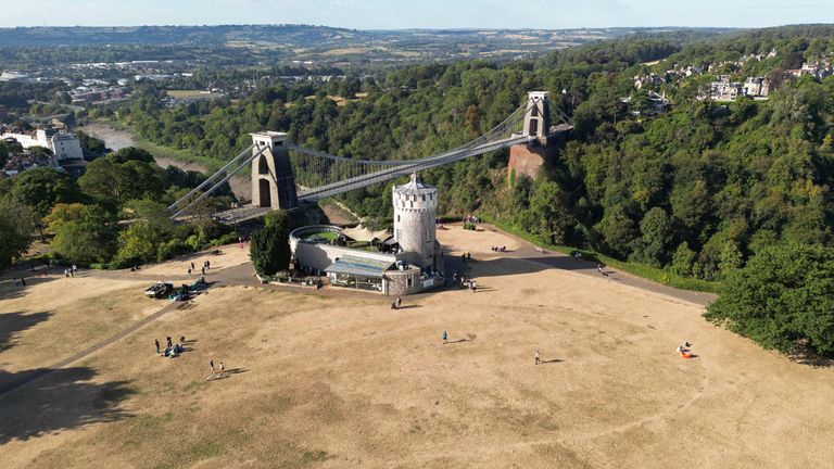 Parched parkland around the Clifton Observatory in Bristol. Pic: Reuters