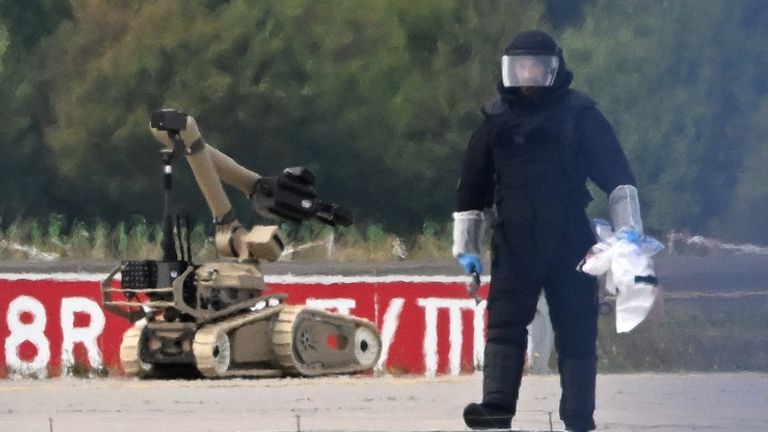 Bomb experts removed a detonator. Pic: AP