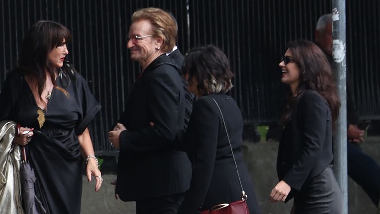 Bono arriving for the funeral. Pic: PA