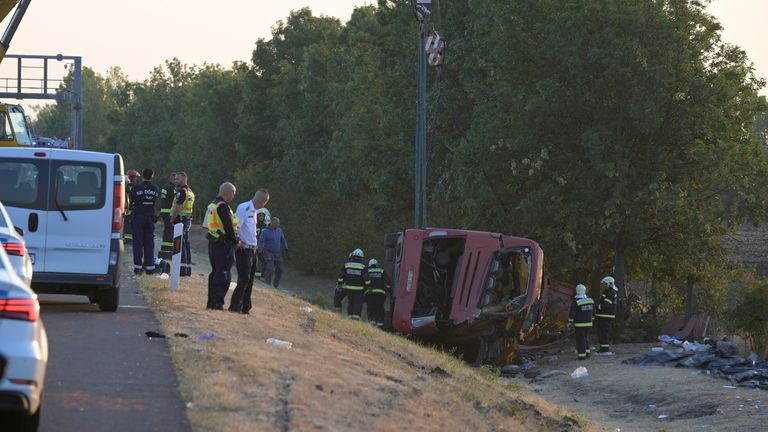Ten other people were seriously injured in the crash. Pic: AP