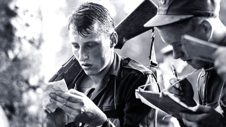 Crown Prince Harald when he was a cadet sergeant at the War College in 1957. Pic: Rex Features