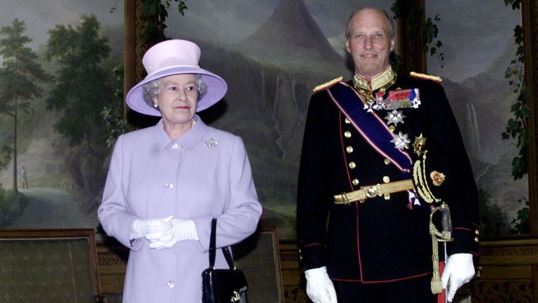 Queen Elizabeth II pictured with King Harald of Norway. Pic: PA