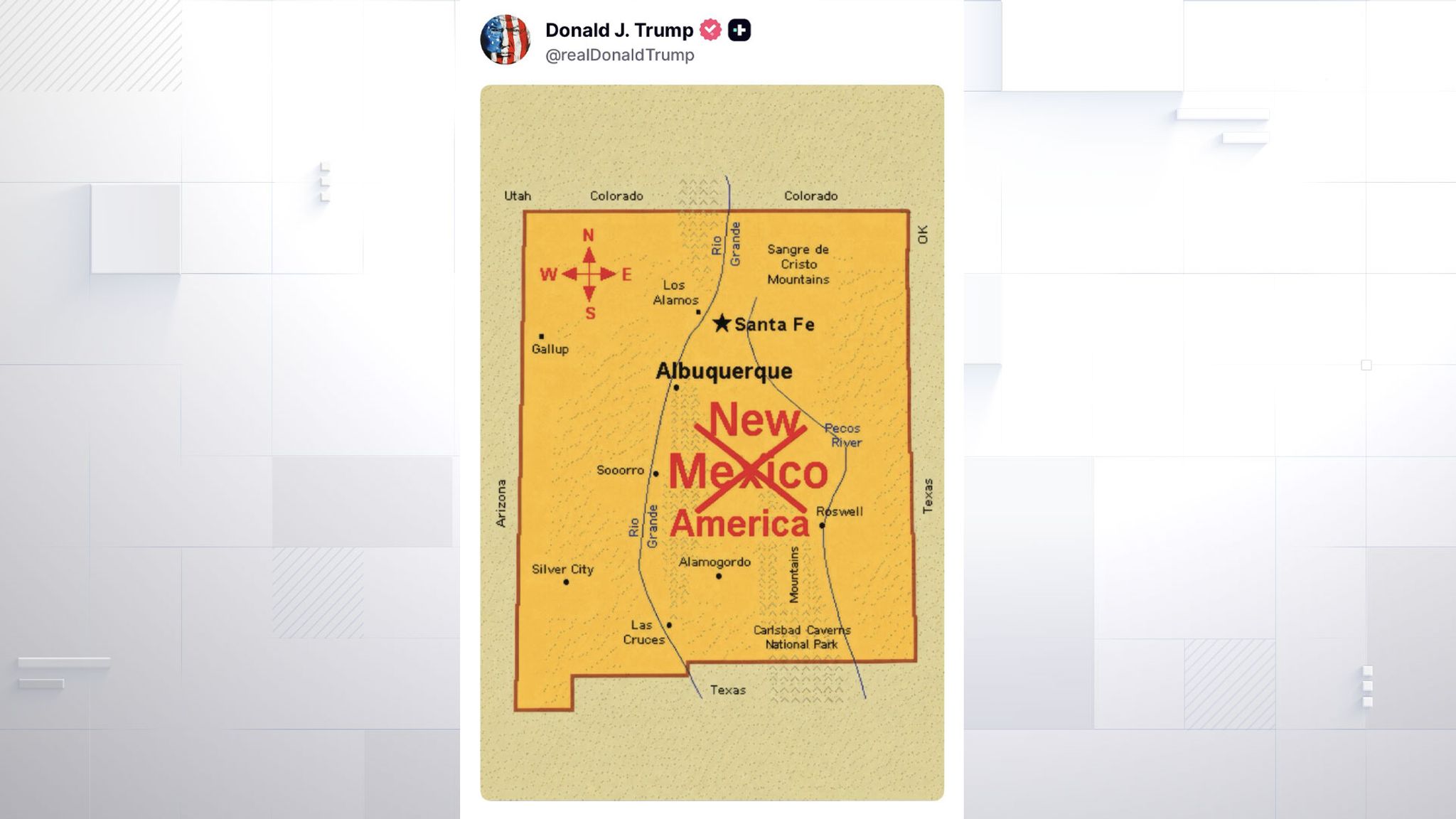 Trump posts map renaming New Mexico as 'New America' | US News | Sky News