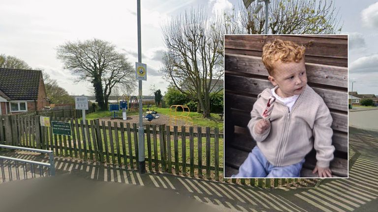 Noah was at the playground in Merriam Close, Brantham. Pic: Suffolk Police/Google Street View