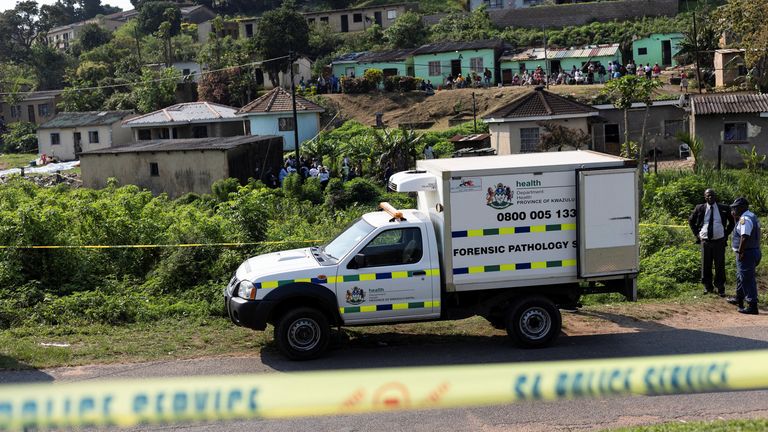 A forensic vehicle at the scene of the shooting. Pic: Reuters