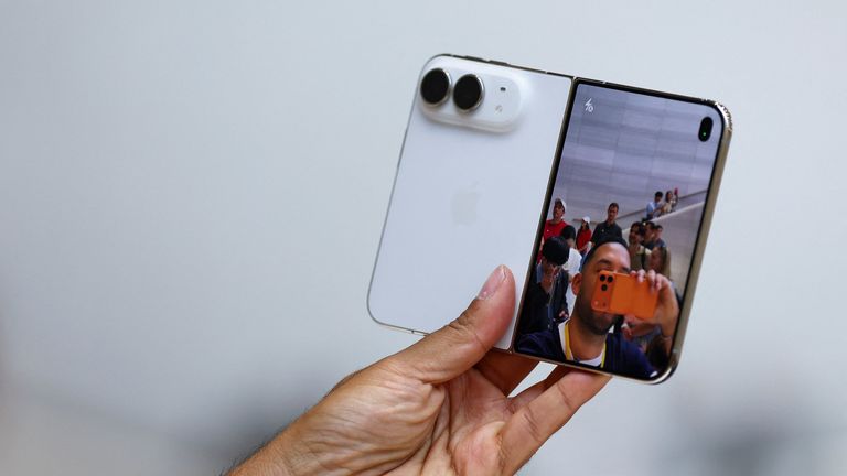 The iPhone Duo, Apple's first foldable smartphone. Pic: Reuters