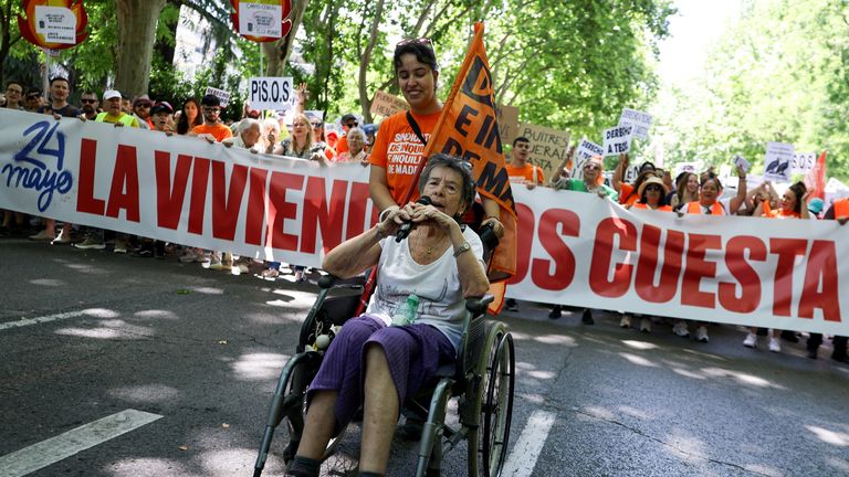 Spain housing crisis protest after 87-year-old woman evicted | World News | Sky News