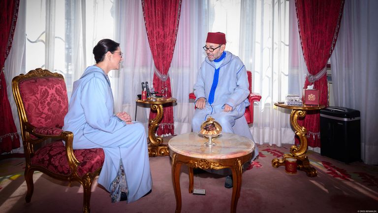 Morocco's King Mohammed VI receives Fatima Ezzahra El Mansouri on Tuesday. Pic: Reuters 