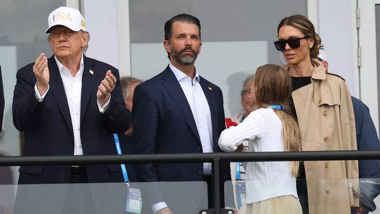 Don Jr and his wife joined Trump in Ireland over the weekend. Pic: PA