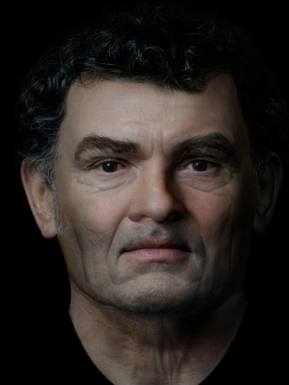 The digital facial reconstruction of the man's skull. Pic: NMS/PA