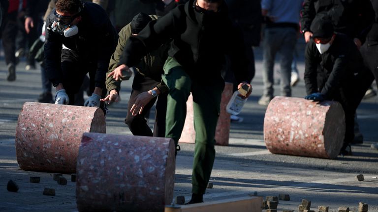 Demonstrators are frustrated about high tuition fees, poor education facilities, jobs and alleged corruption within Edi Rama's government. Pic: Reuters
