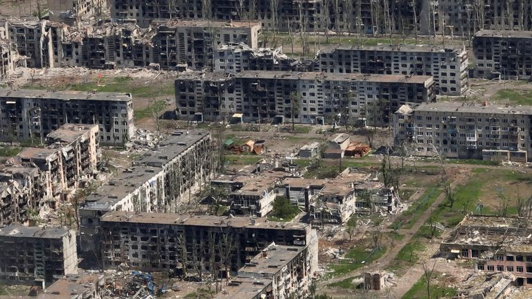 Os restos mortais de Balkhmut. Foto: Brigada Kholodnyi Yar/Folheto via Reuters