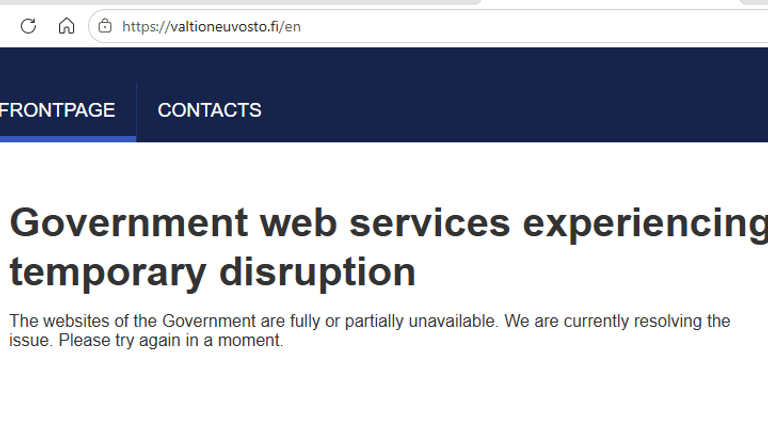 The Finnish government website was encountering problems