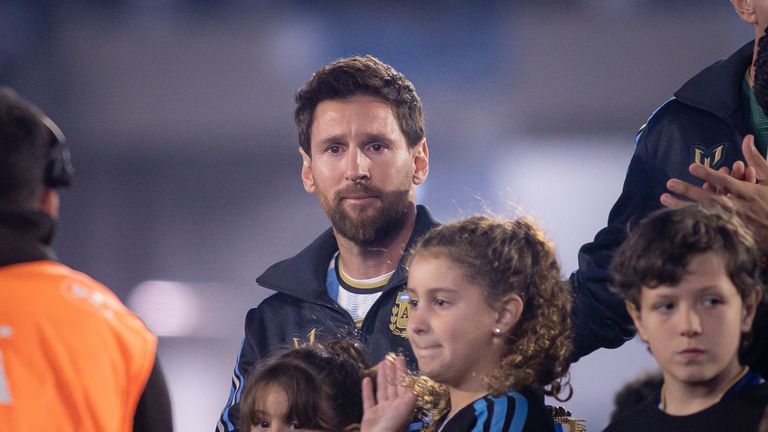 The 39-year-old appeared emotional ahead of kick-off. Photo: Maxi Franzoi/AGIF/AP