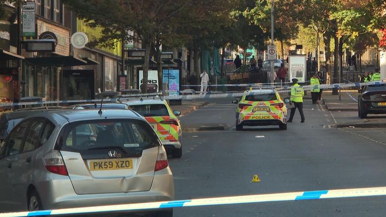 The officer was shot in the foot in Angel Row in the early hours of Sunday 