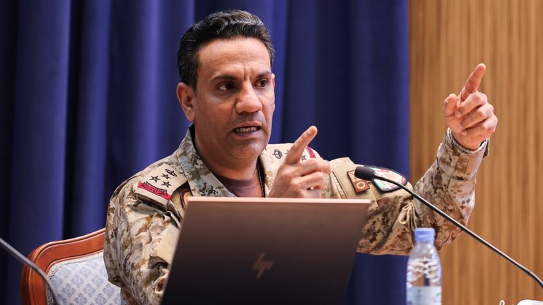 Saudi-led coalition spokesperson Turki al Malki in 2022. Pic: Reuters