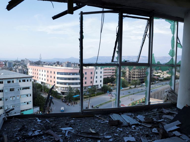 Drone strike in Mekelle, Ethiopia, on 27 September. Pic: Reuters
